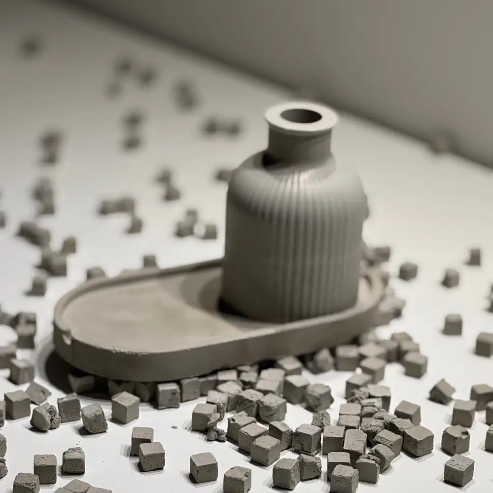 Architectural concrete diffuser container in gray tone